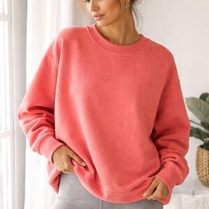 lululemon All Yours Crew Sweatshirt Pink Coral Oversized Fleece Pullover 4